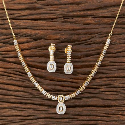 Cz Delicate Necklace With 2 Tone Plating