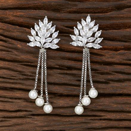 Cz Classic Earring With Rhodium Plating