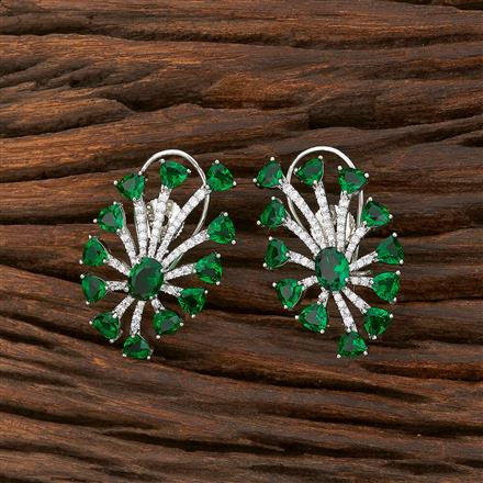 Cz Short Earring With Rhodium Plating