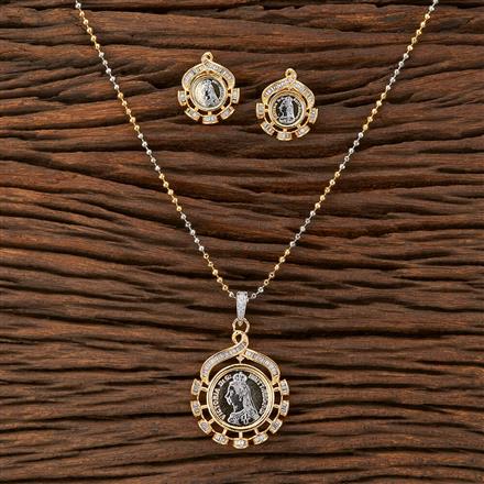 Cz Classic Pendant Set With 2 Tone Plating