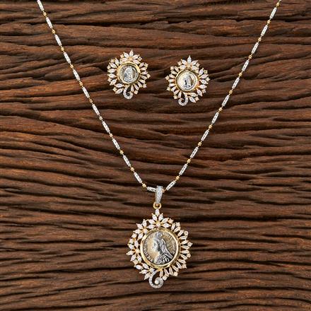 Cz Classic Pendant Set With 2 Tone Plating