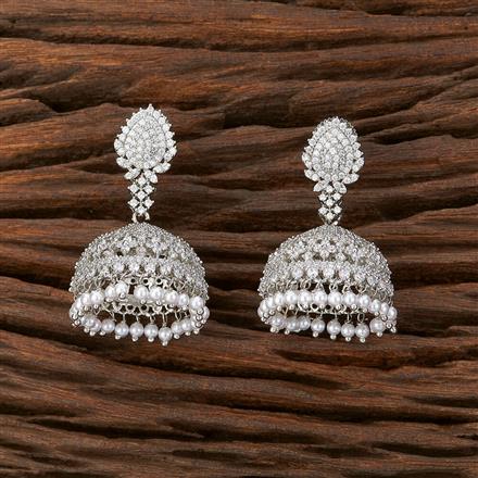 Cz Jhumki With Rhodium Plating