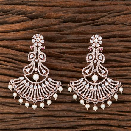 Cz Peacock Earring With Rose Gold Plating