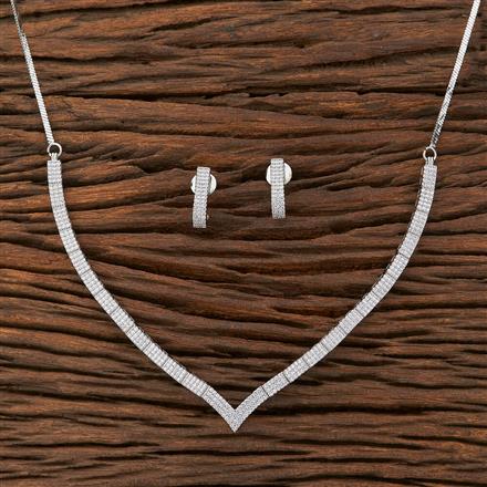 Cz Delicate Necklace With Rhodium Plating