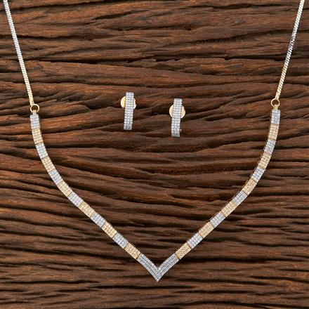 Cz Delicate Necklace With 2 Tone Plating