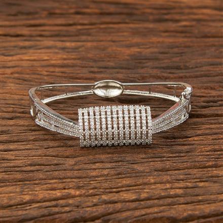 Cz Classic Kada With Rhodium Plating