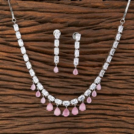 Cz Classic Necklace With Rhodium Plating