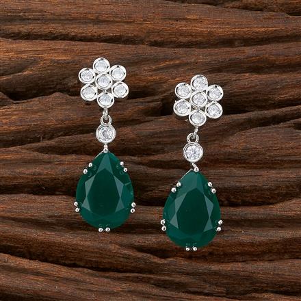 Cz Short Earring With Rhodium Plating