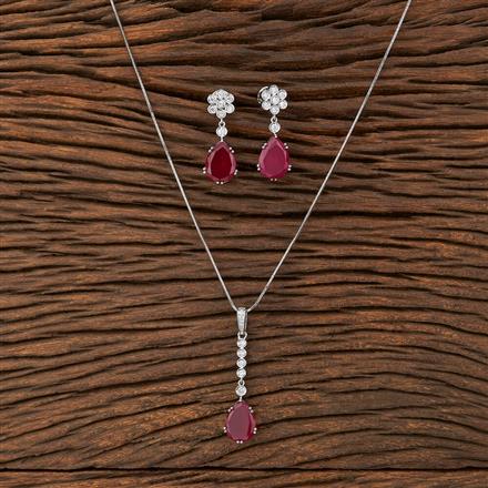 Cz Classic Pendant Set With Rhodium Plating