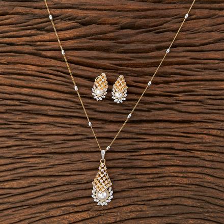 Cz Classic Pendant Set With 2 Tone Plating