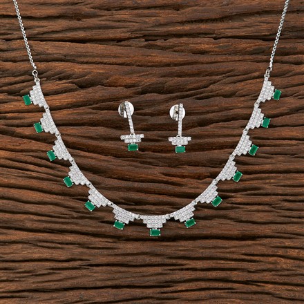 Cz Delicate Necklace With Rhodium Plating