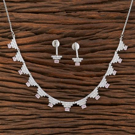 Cz Delicate Necklace With Rhodium Plating