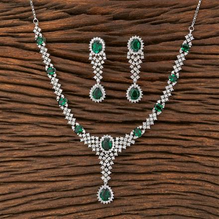 Cz Classic Necklace With Rhodium Plating