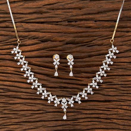 Cz Delicate Necklace With 2 Tone Plating