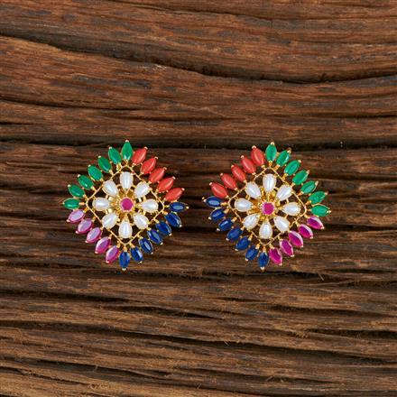 Cz Moti Earring With Gold Plating