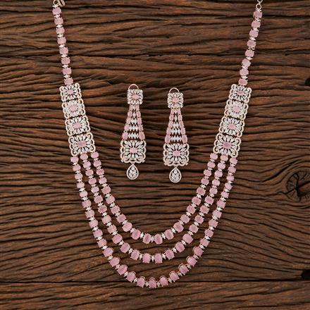 Cz 3 Line Necklace With Rose Gold Plating