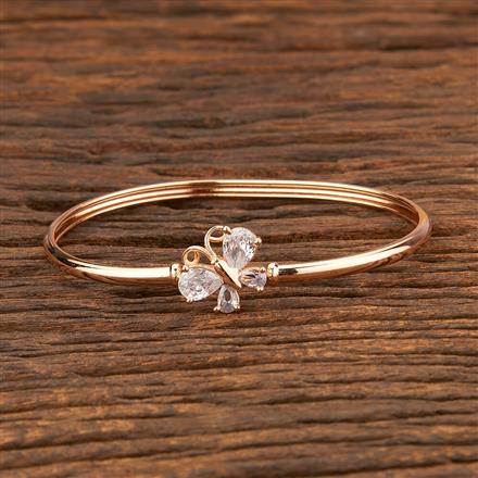 Cz Delicate Kada With Rose Gold Plating