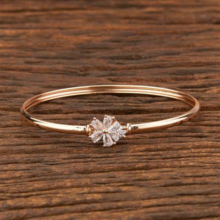 Cz Delicate Kada With Rose Gold Plating