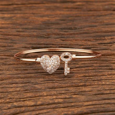 Cz Delicate Kada With Rose Gold Plating