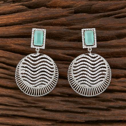 Cz Classic Earring With Rhodium Plating