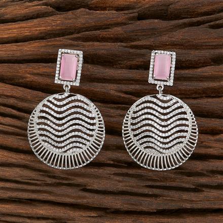 Cz Classic Earring With Rhodium Plating