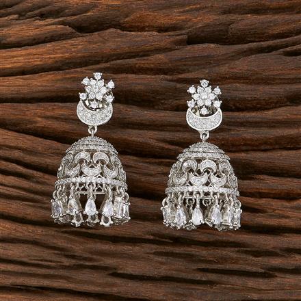 Cz Jhumki With Rhodium Plating