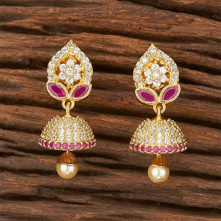 Cz South Indian Earring With Gold Plating