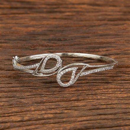 Cz Delicate Kada With Rhodium Plating