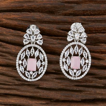 Cz Short Earring With Rhodium Plating