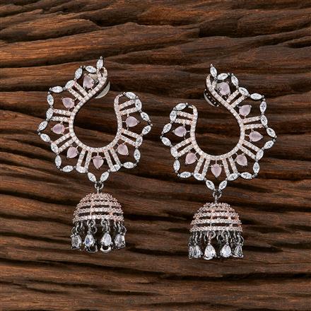 Cz Jhumki With Black Rose Plating
