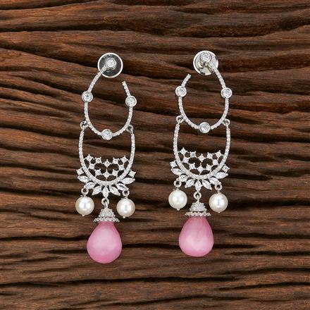 Cz Classic Earring With Rhodium Plating