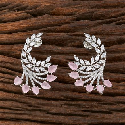 Cz Classic Earring With Rhodium Plating