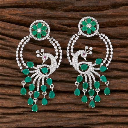 Cz Peacock Earring With Rhodium Plating
