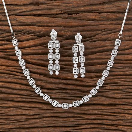 Cz Delicate Necklace With Rhodium Plating