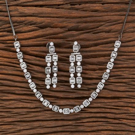 Cz Delicate Necklace With Black Plating