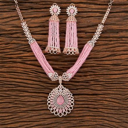 Cz Bandhai Necklace With Rose Gold Plating