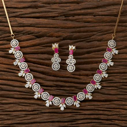 American Diamond Classic Necklace With 2 Tone Plating