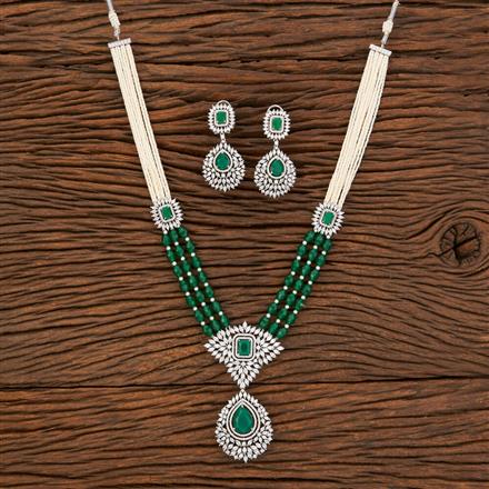 American Diamond Classic Mala Necklace With Rhodium Plating