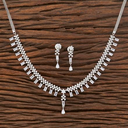 American Diamond Delicate Necklace With Rhodium Plating