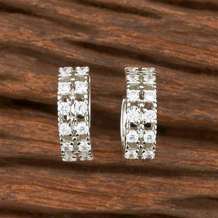 Cubic Zirconia Delicate Bali With Rhodium Plating