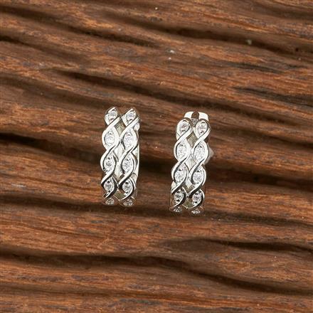 Cubic Zirconia Delicate Bali With Rhodium Plating