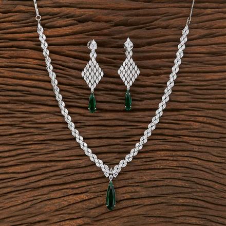 American Diamond Delicate Necklace With Rhodium Plating