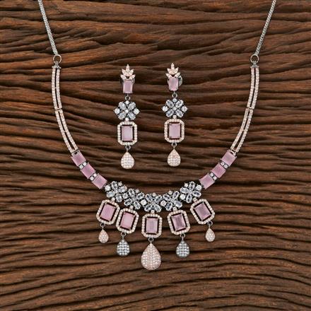 American Diamond Classic Necklace With Black Rose Plating