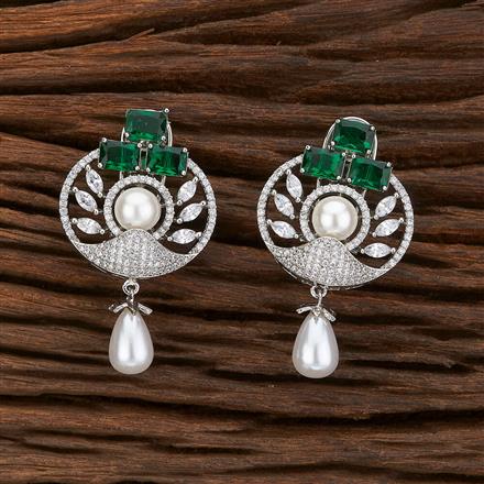 American Diamond Short Earring With Rhodium Plating