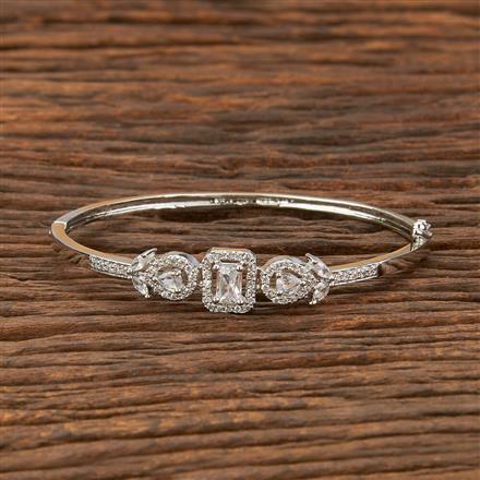 American Diamond Delicate Kada With Rhodium Plating