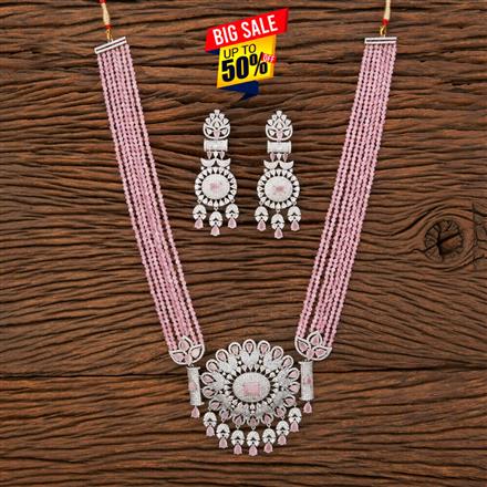 American Diamond Bandhai Necklace With Rhodium Plating