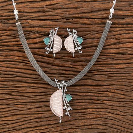 American Diamond Classic Pendant Set With Black Rose Plating
