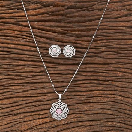 American Diamond Classic Pendant Set With Rhodium Plating