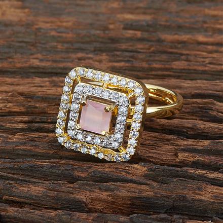 American Diamond Adjustable Ring With 2 Tone Plating