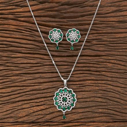 American Diamond Classic Pendant Set With Rhodium Plating